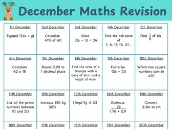 GCSE - Foundation - Dec Maths Calendar