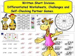 ks2 y5 y6 written formal short division differentiated worksheets and