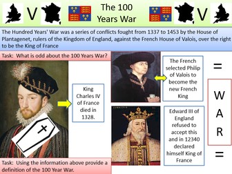 Hundred Years War - Crecy - Agincourt - Joan of Arc - Full lesson - lots of tasks and worksheets