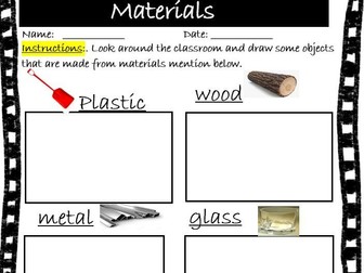 Identifying Materials- worksheets-activity- differentiated
