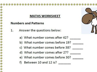 Maths Stage 1 Worksheet