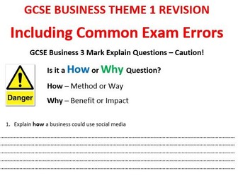 GCSE Business Theme 1 Key Revision Resource Pack Edexcel