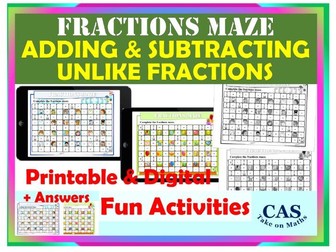 Fractions | Adding & Subtracting Unlike Fractions | Fun Activities | Printable and Digital