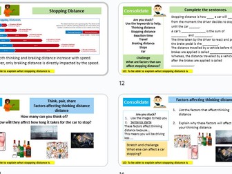 Stopping distance KS3 Science