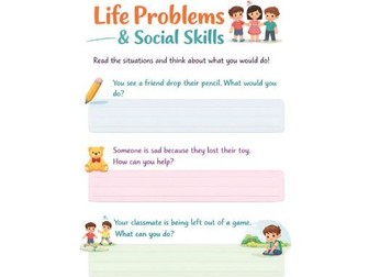 Social Skills Worksheet for Kids | Life Problems & Empathy Activity | SEL Printable