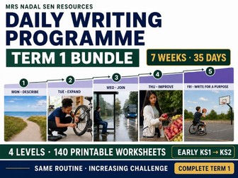 Daily Writing Programme – Term 1 | 7-Week SEN Picture Writing Bundle | 4 Levels