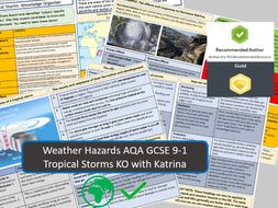 GCSE 9-1 AQA : Tropical Storms with Hurricane Katrina as Example - Knowledge Organiser and Revision