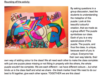 Back to School Class building: making a personal CLASS PUZZLE as a metaphor for the class