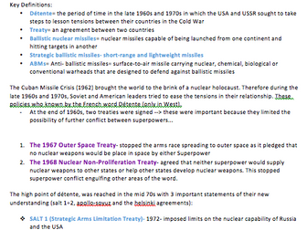 Revision Notes Edexcel History GCSE- Cold War- Topic 3 (1967-91)