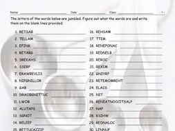 Kitchen Cookware-Utensils Jumbled Words