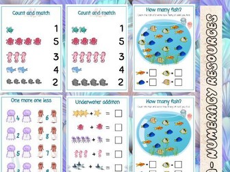 Under the sea numeracy counting worksheets
