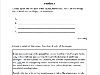 GCSE English Language Paper 1 practice exam/mock: The Last Shipment