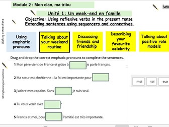 New French AQA Higher GCSE Module 2 Mon clan, ma tribu  Unit 1 Un week-end en famille.