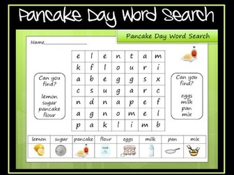 Pancake Day / Lent Themed Word Search