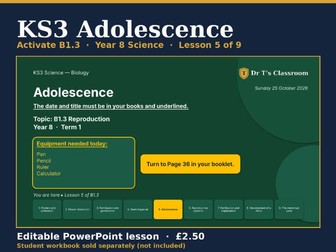 KS3 Activate B1.3 Reproduction: Adolescence