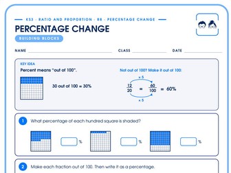Percentage Change | 4-Tier Differentiated Worksheet | KS3 + Answers