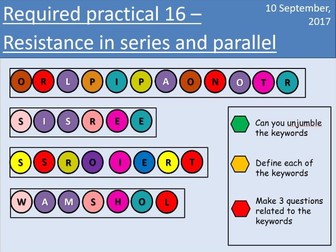 AQA New GCSE Electricity - Lesson 11 - Required practical 16 - Resistance in series and parallel