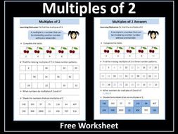 Multiples of 2 Worksheet | Teaching Resources