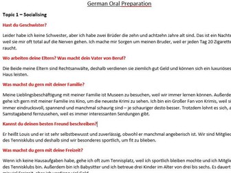 GCSE AQA German - Oral and Writing detailed revision notes