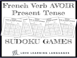 French verb avoir present tense sudoku games - Le verbe avoir au temps présent
