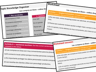 Online Shopping (Spanish) - Knowledge Organiser & Activities (Conti Style)