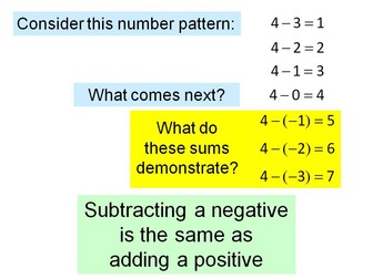 Negative numbers - subtracting a negative number
