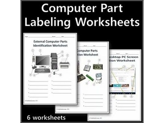 Computer Parts Labeling Activity - 6 Worksheets - Technology Sciences
