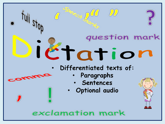 Dictation Sentences  Audio Presentations Worksheets  KS1 and  EFL