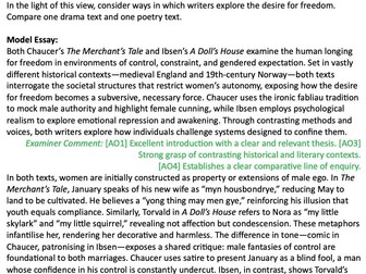 OCR A Level English Literature - Ibsen-Chaucer – desire for freedom