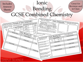 Ionic Bonding - GCSE Chemistry Worksheets
