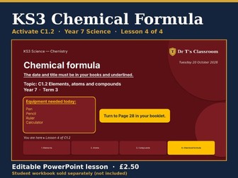 KS3 Activate C1.2 Elements, Atoms and Compounds: Chemical Formula