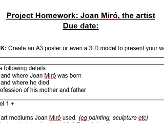 Joan Miró Project Homework