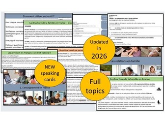 EDEXCEL A Level / AS Level French – Bundle for THEME 1 (famille, éducation, travail) FULL TOPICS!