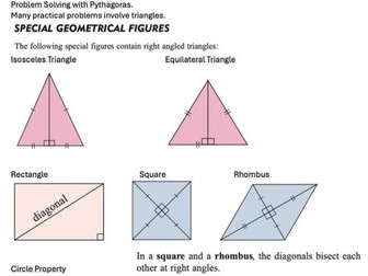 Pythagoras' Theorem Problem Solving Worksheet