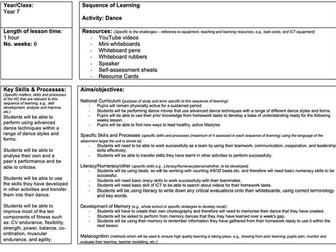 6 week Dance Sequence of Learning