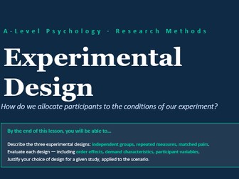 Research Methods - Experimental Design