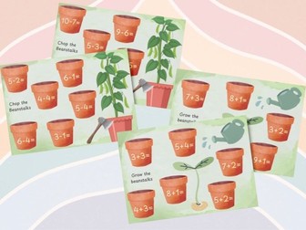Growing Addition & Subtraction Mats Beanstalk themed
