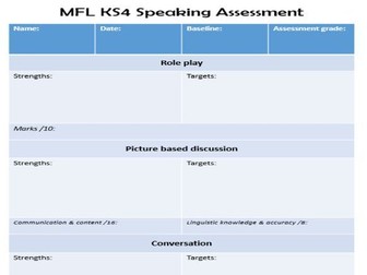 MFL KS3 and KS4 assessment feedback forms for new Edexcel GCSE criteria