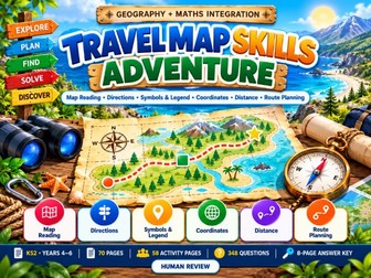 Travel Map Skills Adventure | KS2 Geography, Maps & Directions | 70 Pages