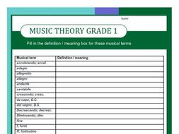 grade one music theory worksheet fill in the definitions teaching resources