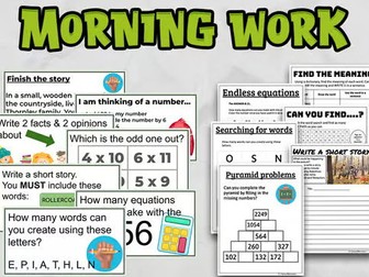 Morning Work Printable Worksheets & Digital for KS2  (NO-PREP)
