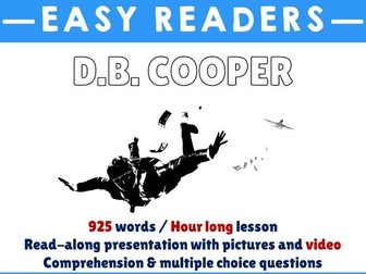 Comprehension - D.B. Cooper - PowerPoint & Worksheet