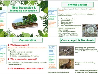AQA A Level Biology (A2) - 19. Populations in Ecosystems - Succession & Managing  succession