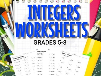 Integers Worksheets Grades 5-8, Comparing Integers, Ordering Integers ...