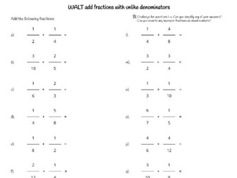 Adding Fractions with Unlike Denominators