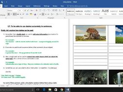 UKS2 Using higher level punctuation (differentiated worksheets) on semicolons, colons and dashes.