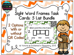 Sight Word Frames Task Cards: 5 List Bundle