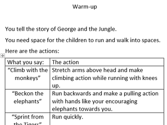 Fun PE warm-up - George & the Jungle!
