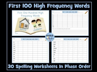 High Frequency Words Spelling Worksheets