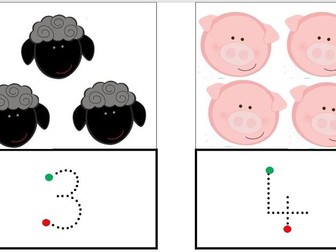 1-5 Animal Number Tracing Cards